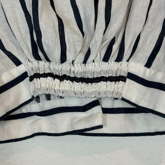 Zara Striped Linen Blend Wrap Blouse Nautical ResortWear Size Small - Picture 6 of 10